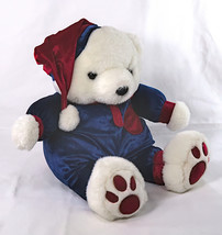 Sleepy Time White Plush Bear With Red White and Blue Outfit 16&quot; Tall - £10.99 GBP