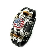 Route 66 Unisex Leather Bracelet - $23.24 CAD