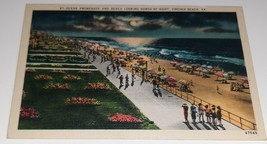 Virginia Beach Ocean Promenade By Night Beach Looking North Postcard w/Moon - £9.23 GBP