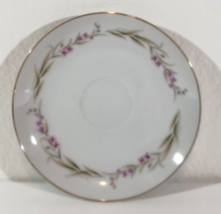 Vintage Prestige Fine China Japan Saucer 5 7/8&quot; Gold Trim Purple Violet Flowers - £5.51 GBP