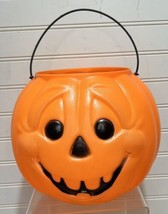 Vintage GENERAL FOAM Blow Mold Jack-O-Lantern Pumpkin Halloween Candy Bucket USA - £9.63 GBP