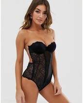 Fashion Forms Spitze Rückenfrei Trägerlos Body Schwarz (ff3) - $25.99+