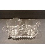 Imperial Candlewick Creamer &amp; Sugar Bowl with Tray Clear Glass - $31.49