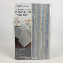Twill Stripe Laminated Fabric Tablecloth Resists Stains 52" x 70" Oblong - $30.42