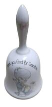 6" Precious Moments 1985 Porcelain Bell THANK YOU GOD FOR MOM Girl on Chair - $24.75