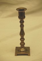 Old Vintage Brass Candlestick Candle Holder w Square Base Home Mantel Decor - $12.86