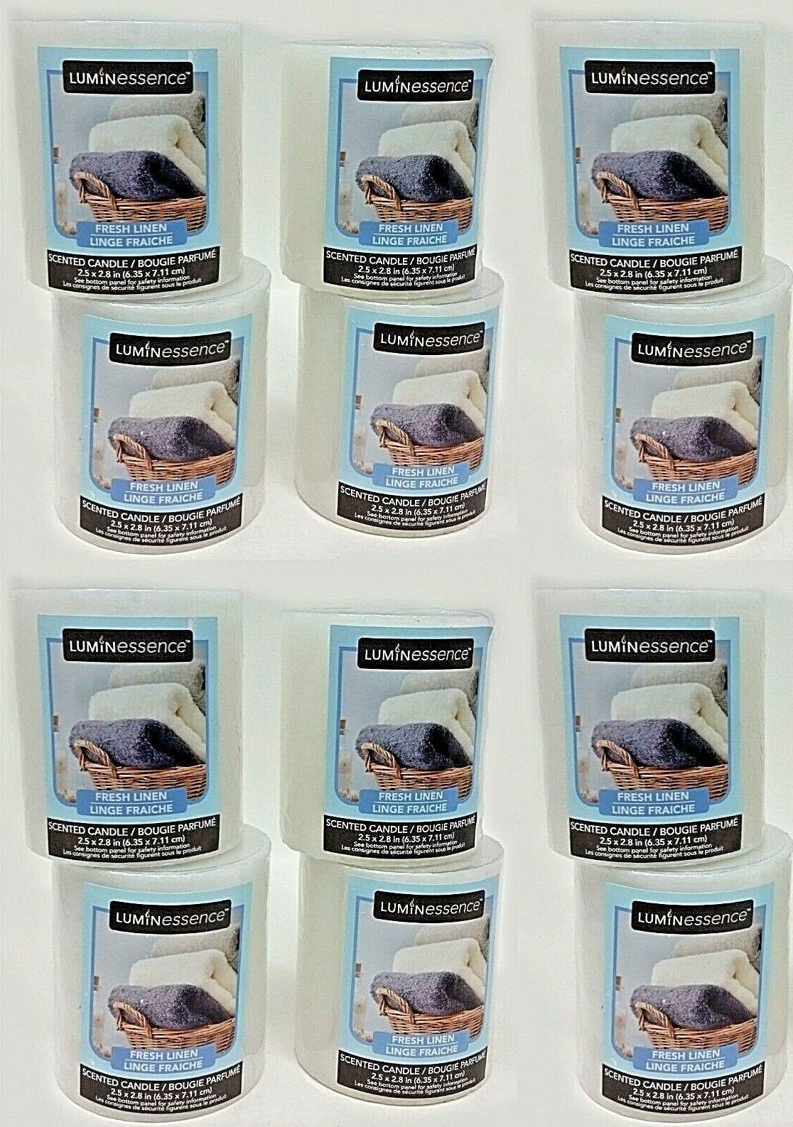 Primary image for Lot 12 Luminessence Fresh Linen Scented Pillar Candles 2.5 In. X 2.8 In. 7 oz Ea