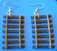 Train Track EARRINGS-Toy Model Railroad Collector Funky Costume Jewelry-HO Scale - £5.41 GBP