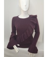 Purple Ruffle Cashmere Sweater Bell Sleeves Design by Antonio Melani - €21,71 EUR