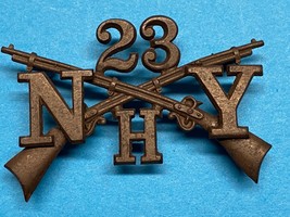 1895-1904, NY MILITIA, 23rd INFANTRY RGT, H COMPANY, OFFICER, COLLAR INS... - $30.00