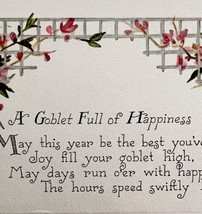 Goblet Full Of Happiness Greeting Victorian Card Postcard 1900s Floral P... - £15.95 GBP