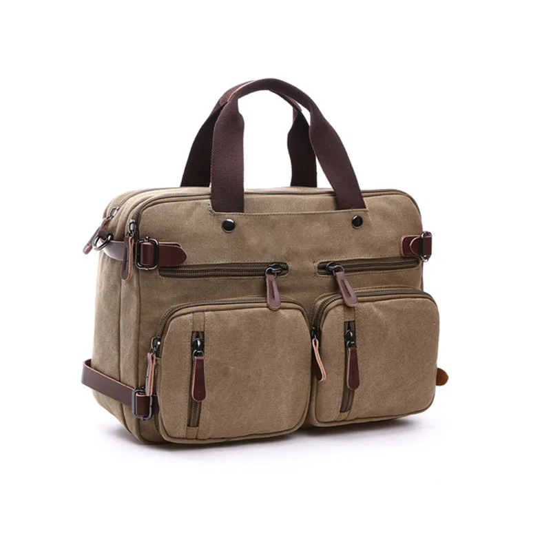 Canvas Bags Leather Briefcase Large Travel Suitcase Messenger Shoulder Bag Tote  - £46.86 GBP