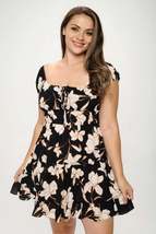 Plus Big Floral Front Tie Ruffle Mini Dress - £30.29 GBP