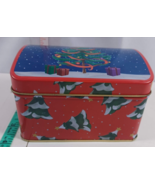 Metal Tin Can Container Christmas Gift Box With Lid christmas tree very ... - $5.94