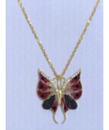 Silver butterfly red enamel necklace - $73.00