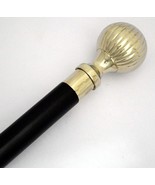 Designer Brass golden Plated Handle Wooden Walking Stick Cane Victorian ... - £40.14 GBP