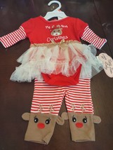 My First Christmas Little Lass Baby 3 Month 2 Piece Outfit Girls - £18.00 GBP