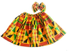 2 Pcs African Print Kids Kente 2 Skirt Clip Bow. Sz  3t, 4T - £18.04 GBP
