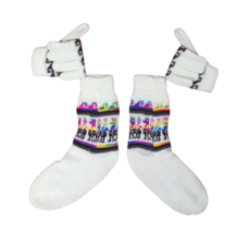 White gloves and socks of Alpaca and Llama wool for women from Bolivia - £14.86 GBP