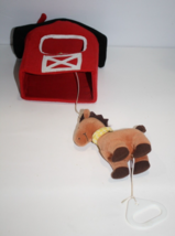 Manhattan Baby Toy Musical Barn 7&quot; Horse Plush Crib Pull Down Toy Old Ma... - $293.41 MXN