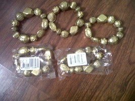 Lot of 5 gold nugget style bracelets new old stock NOS - $25.00