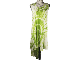JESSICA TAYLOR Tie Dye Embroidered Sequin Beachie Hi Lo Boho Dress Women... - $32.71