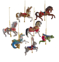 Kurt Adler 4.75&quot; Set Of 7 Carousel Horse &amp; Animal Christmas Ornament Set E0614 - £103.82 GBP