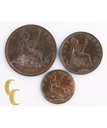 1890 Grande-Bretagne 3 Pièce de Monnaie Lot (Hors-Circulation UNC) Demi ... - $549.83