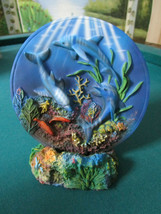 CLASSIC WILDLIFE DOLPHINS SCULPTURE PLATE WITH STAND NIB ORIGINAL - $54.45