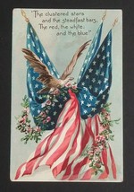 Eagle American Flags Clustered Stars Embossed Tucks Postcard Germany c1910s - £15.72 GBP