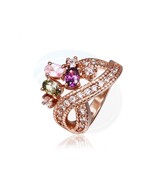 Size 8 Brass 18K Rose Gold Plated Zircon Crystal Lady Girls Women Ring - £12.01 GBP