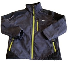Snozu Boys Black Gray Lime Green Zippers Softshell Jacket Fleece Small 7-8 - $33.53 CAD