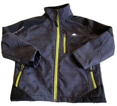 Snozu Boys Black Gray Lime Green Zippers Softshell Jacket Fleece Small 7-8 - £19.27 GBP