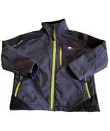 Snozu Boys Black Gray Lime Green Zippers Softshell Jacket Fleece Small 7-8 - $33.57 CAD