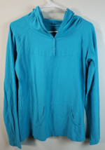 Columbia Hoodie Womens Medium Teal Knit Long Sleeve Pockets Lightweight Pullover - £12.49 GBP