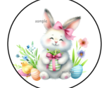 30 EASTER BUNNY ENVELOPE SEALS STICKERS LABELS TAGS 1.5&quot; ROUND EGGS FLORAL - $7.49