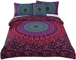 Sleepwish 4 Pcs Mandala, 1 Duvet Cover 2 Pillowcases 1 Throw Pillow Cover - £44.75 GBP