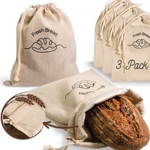 Linen Bread Bags Pack of 3 with Inner Lining Keeps Homemade Bread Fre - £42.42 GBP