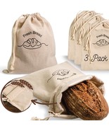 Linen Bread Bags Pack of 3 with Inner Lining Keeps Homemade Bread Fre - £41.65 GBP
