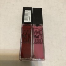 2X Maybelline New York Vivid Matte Liquid Lipstick #36 Red Punch #12 Twisted Tul - £3.99 GBP