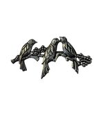 Vintage Sterling Silver Bird Brooch 3 Birds on Branch Nature Pin 2.5 Inch - $28.80