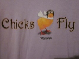 NWOT CHICKS FLY Aviation Chick Image Size Adult L Short Sleeve Tee - £7.80 GBP