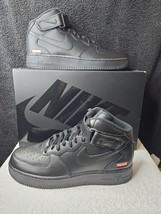 New Nike Air Force 1 Mid Supreme Black FZ8784-001 Size 10.5  - £240.80 GBP