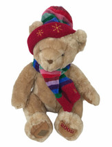 Cherished Teddies 2002 14&quot; Plush Christmas Teddy Bear Rainbow Cap &amp; Scarf - £17.50 GBP