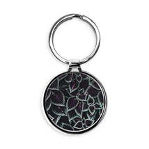 Vibrant Textured Leaf Pattern Circle Keychain - £15.47 GBP