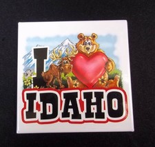 I Heart Idaho 2&quot; square ceramic Memo Magnet Bear Moose NEW - £3.09 GBP