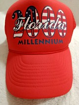 Vtg Y2K Year 2000 Millennium Florida American Flag Red White Blue Trucker Hat - £8.75 GBP