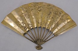 Solid Brass Chinese Flying Phoenix Wall Fan Art - £8.69 GBP