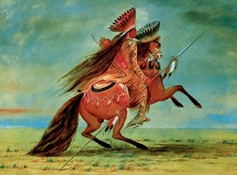 Crow Chief by GEORGE CATLIN  Native American Indians Western Horse Print 13x17 - £31.14 GBP