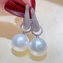 Pendientes colgantes de perlas de imitación para mujer, aretes de circon... - £16.41 GBP